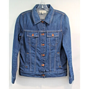 Madewell Jean Jacket Womens size M Blue Denim Flap Pockets Collar Button-Up